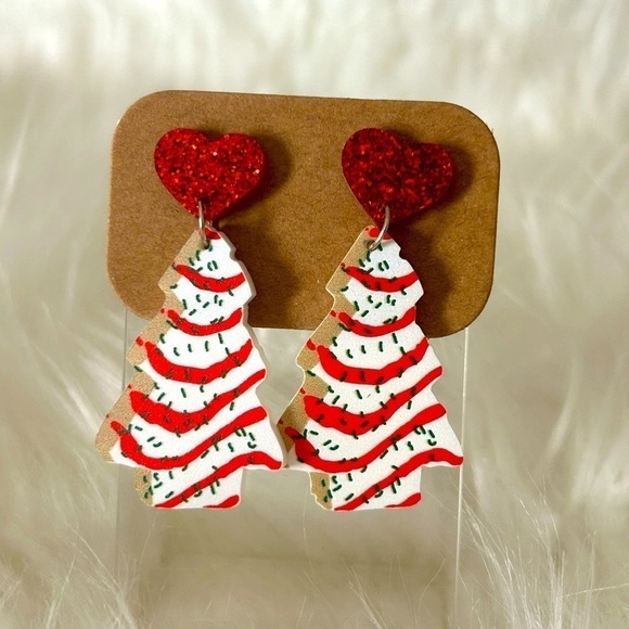 Christmas Tree Cake Earrings - Picture 1 of 2
